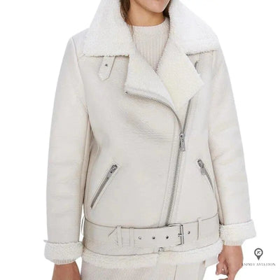 Blouson Aviateur Femme Daim Blanc | Esprit-Aviation