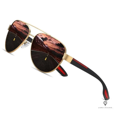 Lunette Aviateur Homme De Soleil Marron | Esprit-Aviation