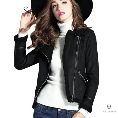 Veste Aviateur Femme Biker Noir | Esprit-Aviation